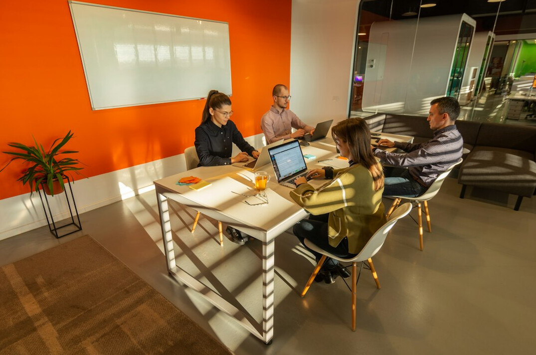 team collaborating on files