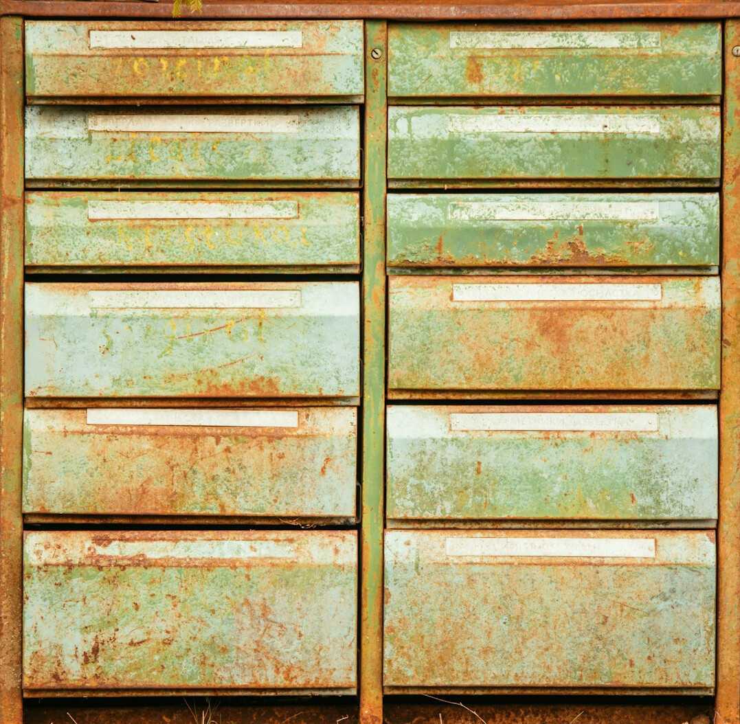 green filing cabinet